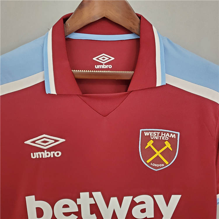 West Ham United 21-22 Home Red Soccer Jersey Football Shirt - Click Image to Close